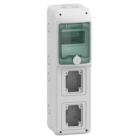 Coffret étanche pour prises IEC Mureva Schneider Electric - 1 rangée - 5 modules - 2 ouvertures