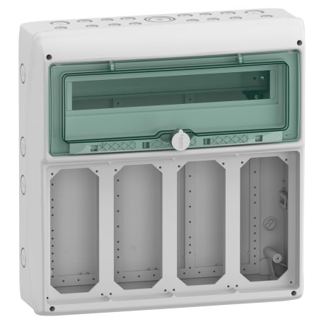 Coffret étanche pour prises Block Mureva Schneider Electric - 1 rangée - 19 modules - 4 ouvertures