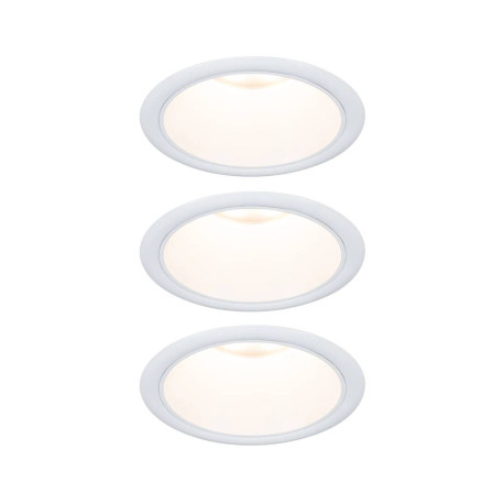 Lot de 3 spots encastrés ronds Cole Coin Paulmann - Fixe - 6W - 2700K - IP44 - Blanc - 3-Step-Dim