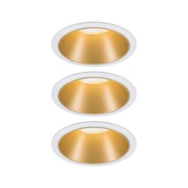 Lot de 3 spots encastrés ronds Cole Coin Paulmann - Fixe - 6W - 2700K - IP44 - Blanc/Doré - 3-Step-Dim