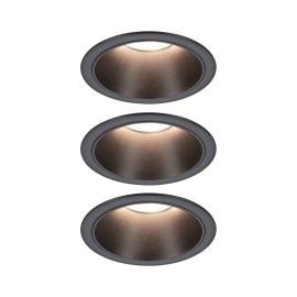 Lot de 3 spots encastrés ronds Cole Coin Paulmann - Fixe - 6W - 2700K - IP44 - Noir - 3-Step-Dim