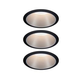 Lot de 3 spots encastrés ronds Cole Coin Paulmann - Fixe - 6W - 2700K - IP44 - Noir/Argent - 3-Step-Dim