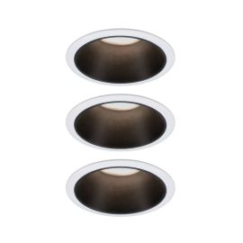 Lot de 3 spots encastrés ronds Cole Coin Paulmann - Fixe - 6W - 2700K - IP44 - Blanc/Noir - 3-Step-Dim