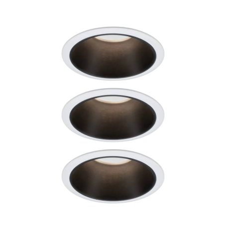 Lot de 3 spots encastrés ronds Cole Coin Paulmann - Fixe - 6W - 2700K - IP44 - Blanc/Noir - 3-Step-Dim