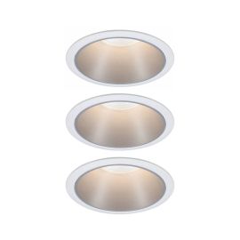 Lot de 3 spots encastrés ronds Cole Coin Paulmann - Fixe - 6W - 2700K - IP44 - Blanc/Argent - 3-Step-Dim