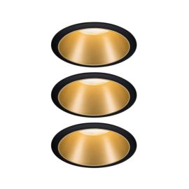 Lot de 3 spots encastrés ronds Cole Coin Paulmann - Fixe - 6W - 2700K - IP44 - Noir/Doré - 3-Step-Dim