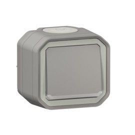 Bouton poussoir NO avec voyant lumineux Plexo Legrand - 10A - IP55 - Complet - En saillie - Gris