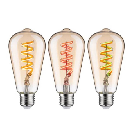 Ampoules filaments Paulmann - Lot de 3 - RGBW+ - E27 - 470Lm - Dimmable