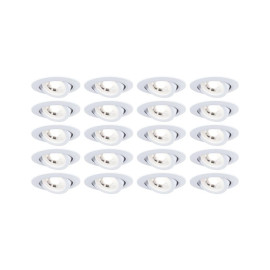 Lot de 20 spots LED encastrés et orientables Paulmann - Ø82mm - 20x4,8W - 3000K - Blanc - Non dimmable