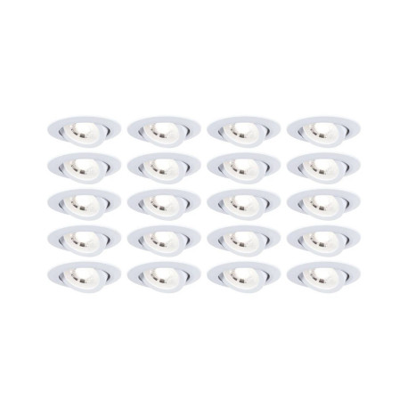 Lot de 20 spots LED encastrés et orientables Paulmann - Ø82mm - 20x4,8W - 3000K - Blanc - Non dimmable