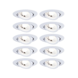 Lot de 10 spots LED encastrés et orientables Paulmann - Ø82mm - 10x4.8W - 3000K - Blanc - Dimmables