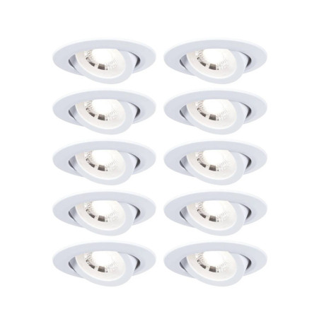 Lot de 10 spots LED encastrés et orientables Paulmann - Ø82mm -10x4,8W - 3000K - Blanc - Non dimmables