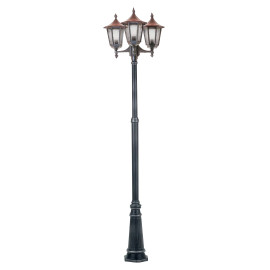 Lampadaire extérieur 3 lanternes Monaco Aric - E27 - 3x100W max - Noir/Cuivre - Sans ampoule