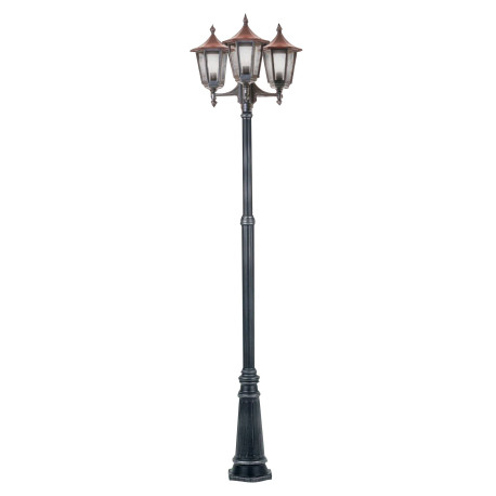 Lampadaire extérieur 3 lanternes Monaco Aric - E27 - 3x100W max - Noir/Cuivre - Sans ampoule
