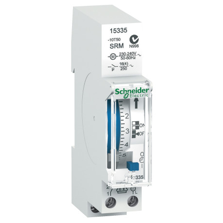 Interrupteur horaire électroméca. Acti9 IH Schneider Electric - 48 commutations - 1 canal - 24h - Sans réserve de marche