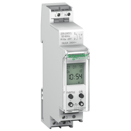 Interrupteur horaire numérique Acti9 IHP Schneider Electric - 56 commutations - 1 canal - 24h/7j