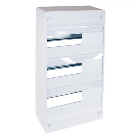 Coffret électrique 39 modules RxPro Eur'Ohm - 3 rangées - 3Rx13M - Avec rail et borniers - Blanc