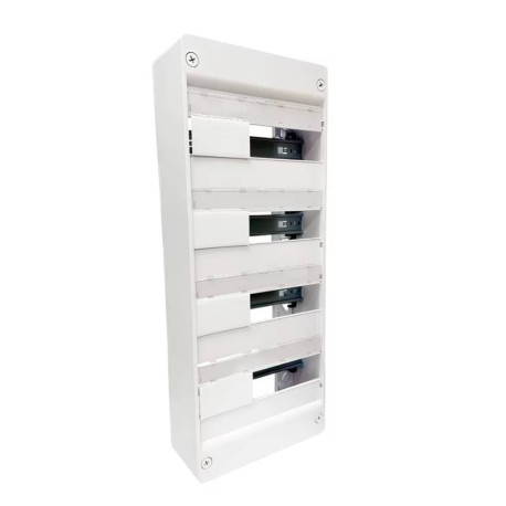 Coffret électrique 52 modules RxPro Eur'Ohm - 4 rangées - 4Rx13M - Avec rail et borniers - Blanc