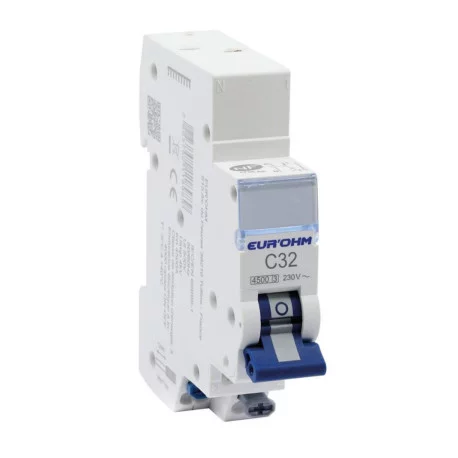Disjoncteur divisionnaire 1P+N RxProtect Eur'Ohm - 32A - Courbe C - 4.5kA - Connexions auto/vis