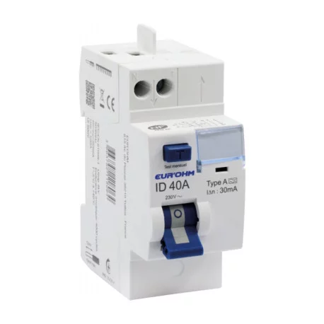 Interrupteur différentiel 40A RxProtect Eur'Ohm - Type A - 30mA - Connexion haut/haut