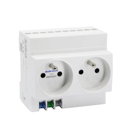 Double prise de courant modulaire 2P+T 16A Eur'Ohm - A connexions rapides - Blanc
