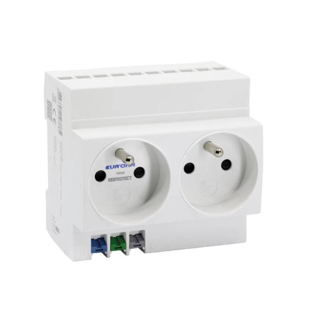 Double prise de courant modulaire 2P+T 16A Eur'Ohm - A connexions rapides - Blanc