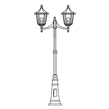 Lampadaire extérieur 2 lanternes Monaco Aric - E27 - 2x100W max - Noir/Cuivre - Sans ampoule