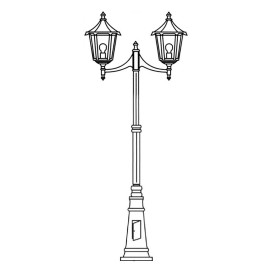 Lampadaire extérieur 2 lanternes Monaco Aric - E27 - 2x100W max - Vert Antique - Sans ampoule