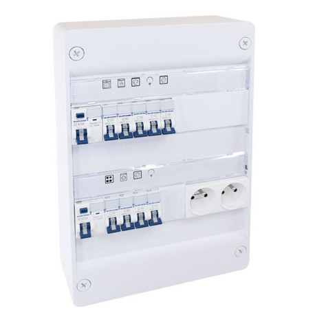 Coffret électrique monté-câblé 26 modules Evolution Eur'Ohm - 2 rangées - pour logements T1/T2