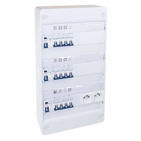 Coffret électrique monté-câblé 39 modules Evolution Eur'Ohm - 3 rangées - pour logements T3/T4
