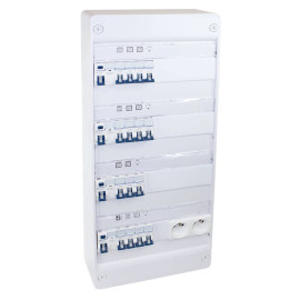 Coffret électrique monté-câblé 52 modules Evolution Eur'Ohm - 4 rangées - pour logements T4/T5