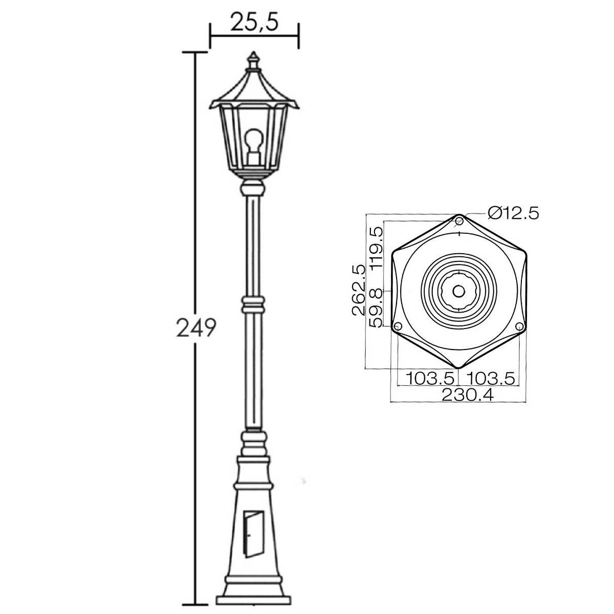 3067 Aric - Lampadaire 1 mât Monaco - E27 - Vert antique