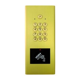 Clavier codé avec lecteur Vigik + intégré Aiphone - 12/24V - IP54 - Doré