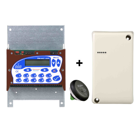 Pack Vigik + 2 entrées Aiphone - Centrale HECOMGSMV3 + lecteur HET25V3 + transmetteur HEBOXINTV3 - 12 V - 26 000 clés