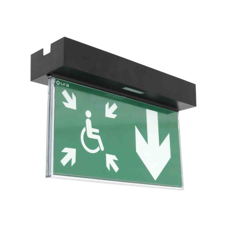 BAES+DBR évacuation adressable URALIFE V Ura - 45Lm - 1h - Plafond - Noir