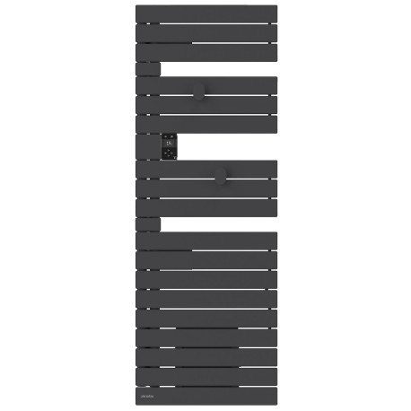 Sèche-serviettes connecté Wifi Nefertiti Atlantic - 750+1000W avec soufflerie - Mât à gauche - Anthracite