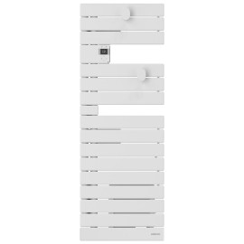 Sèche-serviettes étroit connecté Wifi Nefertiti Atlantic - 500+1000W avec soufflerie - Mât à gauche - Blanc carat