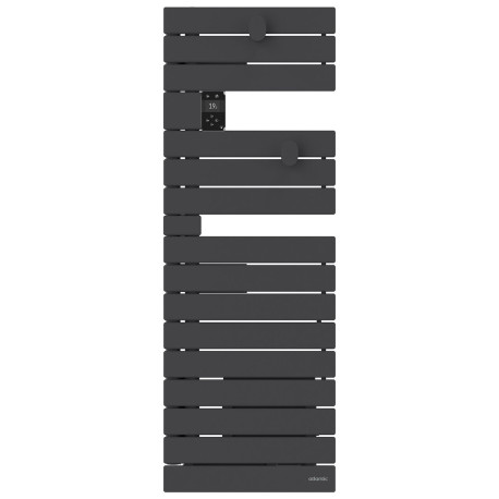 Sèche-serviettes étroit connecté Wifi Nefertiti Atlantic - 500+1000W avec soufflerie - Mât à gauche - Anthracite