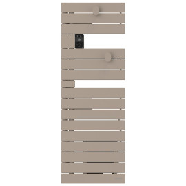 Sèche-serviettes étroit connecté Wifi Nefertiti Atlantic - 500+1000W avec soufflerie - Mât à gauche - Beige