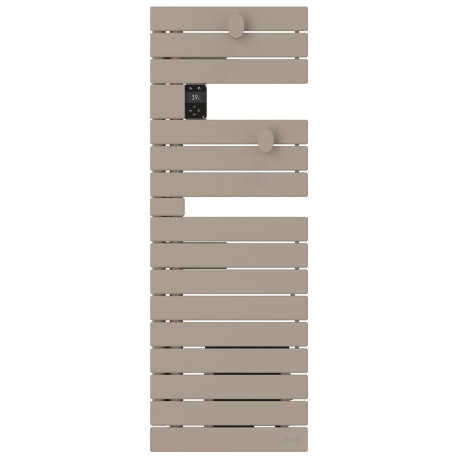 Sèche-serviettes étroit connecté Wifi Nefertiti Atlantic - 500+1000W avec soufflerie - Mât à gauche - Beige