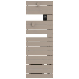 Sèche-serviettes étroit connecté Wifi Nefertiti Atlantic - 500+1000W avec soufflerie - Mât à droite - Beige