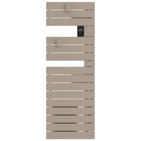 Sèche-serviettes étroit connecté Wifi Nefertiti Atlantic - 500+1000W avec soufflerie - Mât à droite - Beige