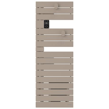 Sèche-serviettes étroit connecté Wifi Nefertiti Atlantic - 600+1000W avec soufflerie - Mât à gauche - Beige