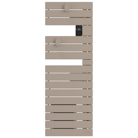 Sèche-serviettes étroit connecté Wifi Nefertiti Atlantic - 600+1000W avec soufflerie - Mât à droite - Beige