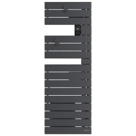 Sèche-serviettes étroit connecté Wifi Nefertiti Atlantic - 600+1000W avec soufflerie - Mât à droite - Graphite