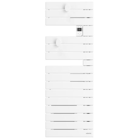 Sèche-serviettes étroit connecté Wifi Nefertiti Atlantic - 600W - Mât à droite - Blanc brillant