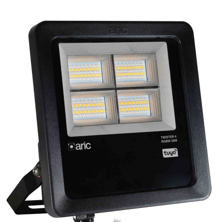 Projecteur extérieur LED TWISTER 4 TUYA Aric - 38W - RGBW - Noir