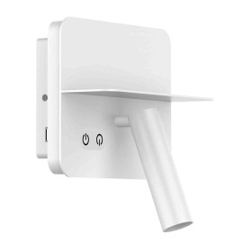 Applique LED murale Roman avec port USB-C Aric - 9W - 3000K - Dimmable - IP40 - Blanc