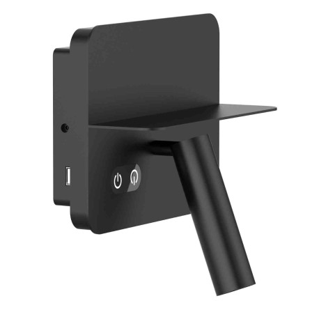 Applique LED murale Roman avec port USB-C Aric - 9W - 3000K - Dimmable - IP40 - Noir