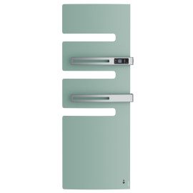 Sèche-serviettes connecté soufflant Serenis Premium Atlantic - Mât à gauche - 750 + 1000W - Vert d'eau